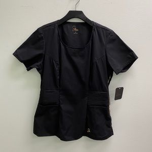 Black Ribbed Jaanuu Scrub Top